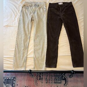 Gap pants bundle— Light Beige acid wash denim and Dark Brown Corduroy